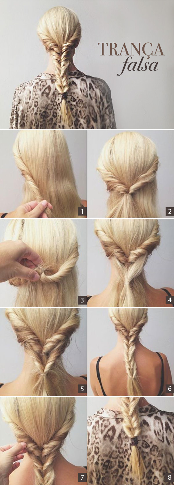 Tutorial de trança falsa com efeito torcidinho - Constance Zahn | Constance  Zahn | 15 anos, image size:600x1669