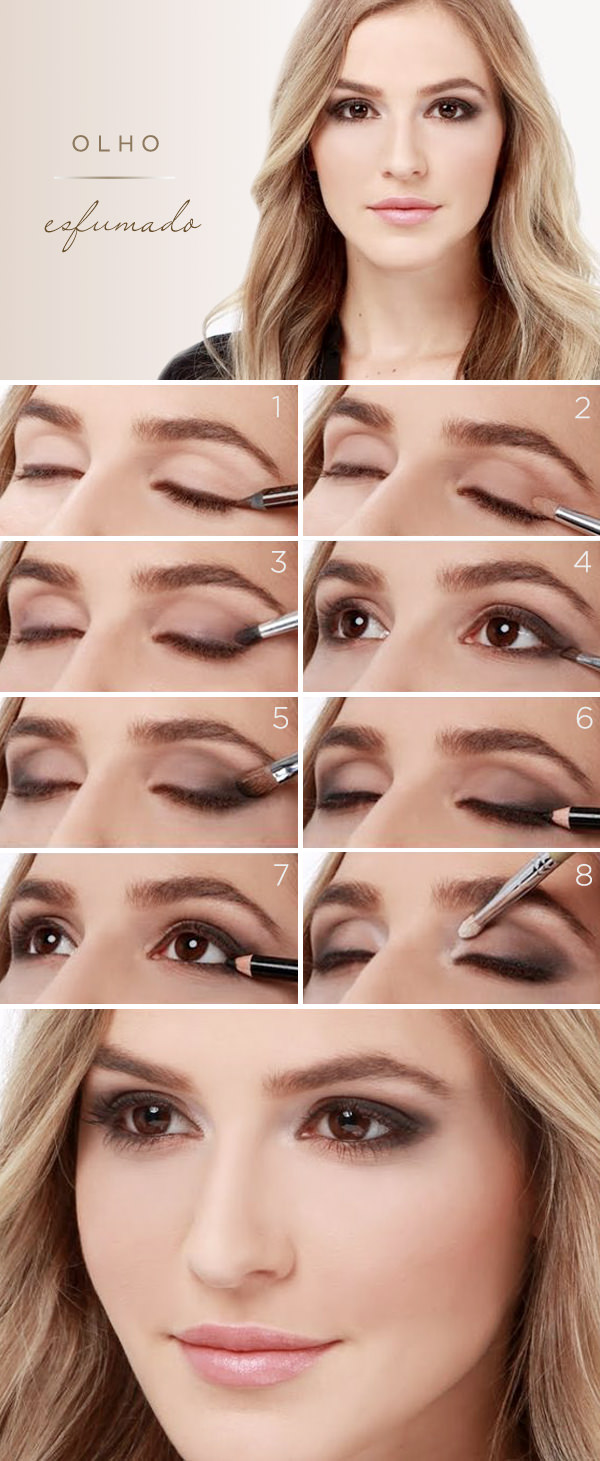 Tutorial de maquiagem com olho esfumado para a festa de 15 anos - Constance  Zahn | Constance Zahn | 15 anos, image size:600x1461